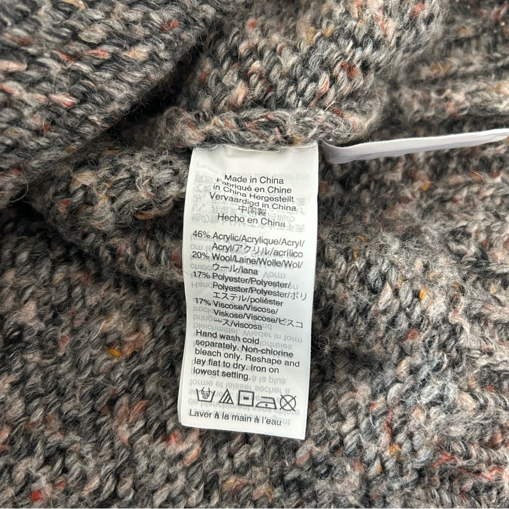 Madewell Marled Gray Pointelle Sweater Balloon Sleeve Knit Pullover Size S - Picture 13 of 14